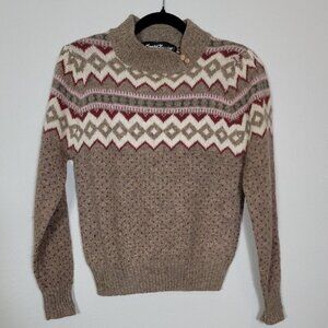 Daniel Laurent Womens 100% Shetland Wool Sweater Size S Fair Isle Scandi Nordic